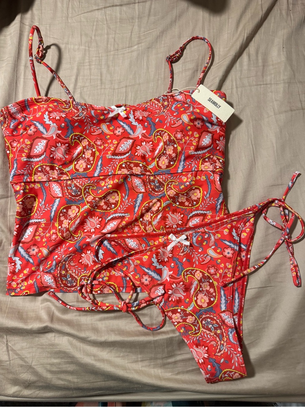 NEW! SeaMolly Paisley Tankini Top & Tie-Side Bottoms